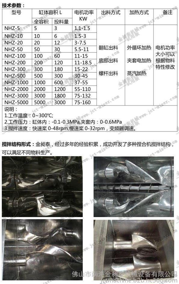 真空捏合機(jī)參數(shù)